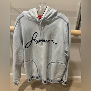 Supreme Contrast Embroidered Hooded Sweatshirt - Ice